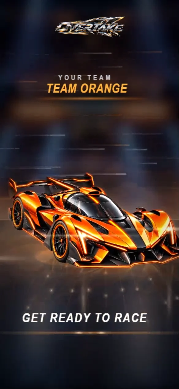 Phone: YOUR TEAM · TEAM ORANGE with the orange car, GET READY TO RACE